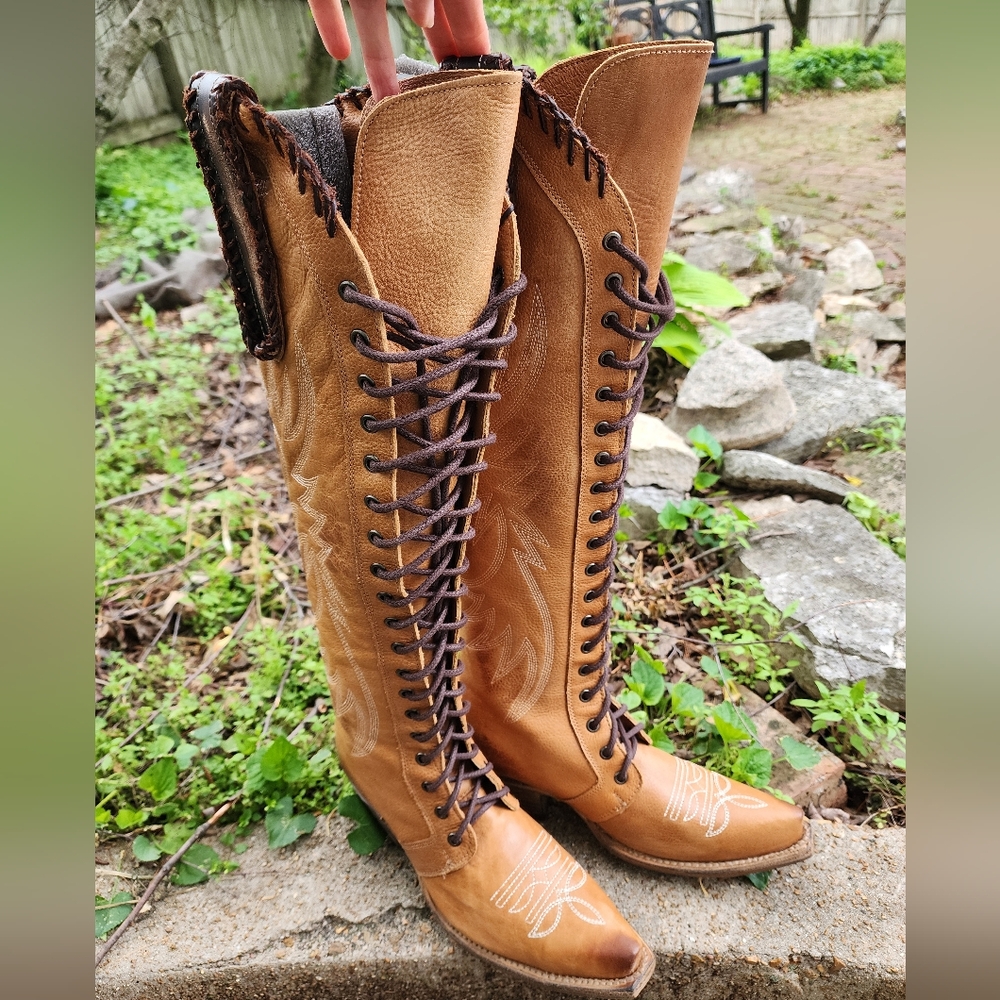 Freebird Wilder over-the-knee boots, Wheat, size 8